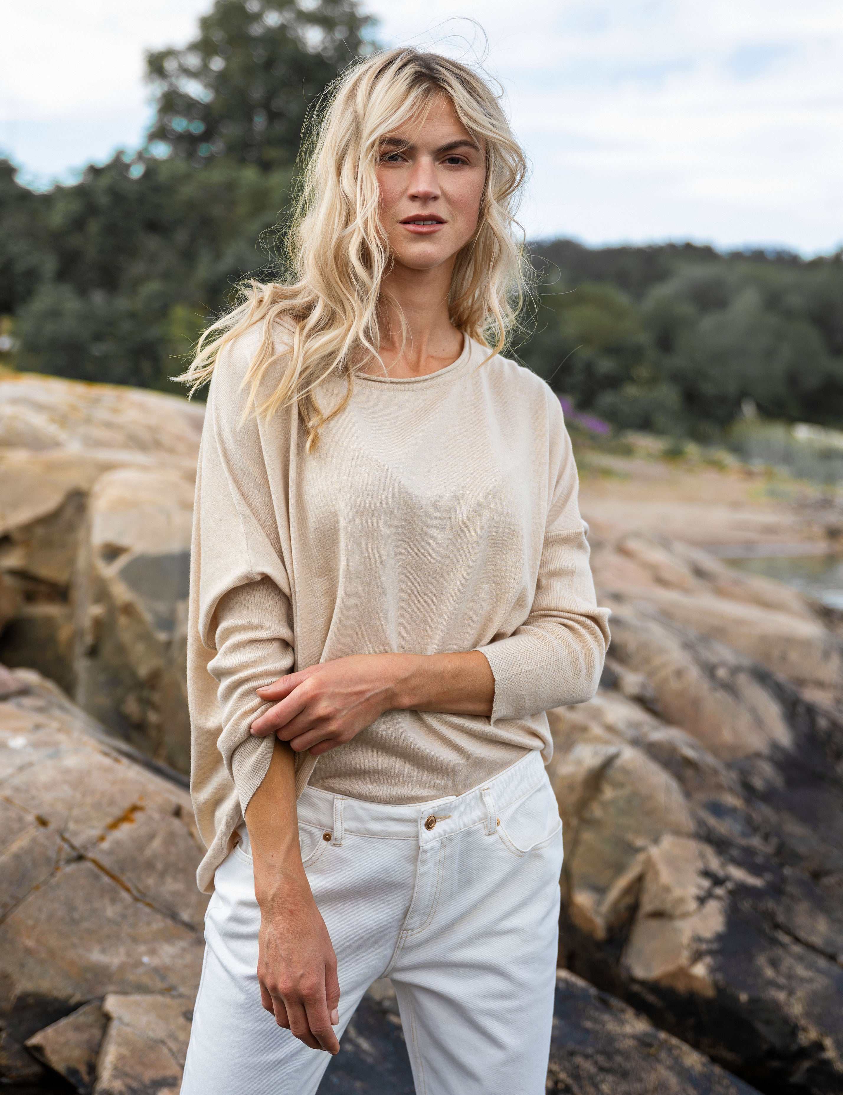 Close to my heart Alba bomull kasjmir genser Sweater knitted Summer Sand