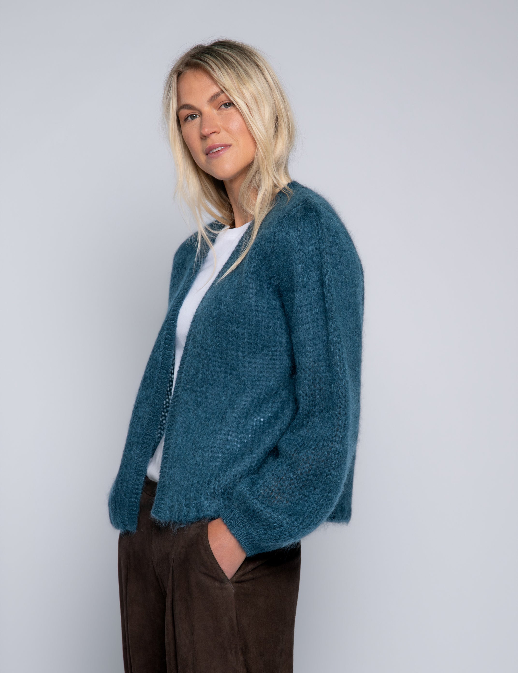 Close to my heart Aliza mohair cardigan Cardigan Stone Blue