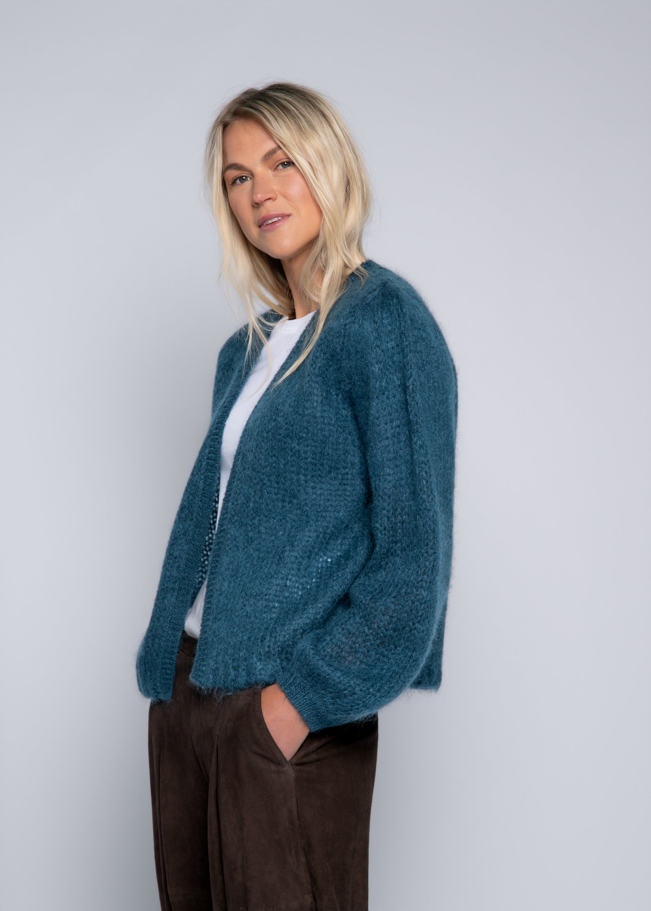 Close to my heart Aliza mohair cardigan Cardigan Stone Blue