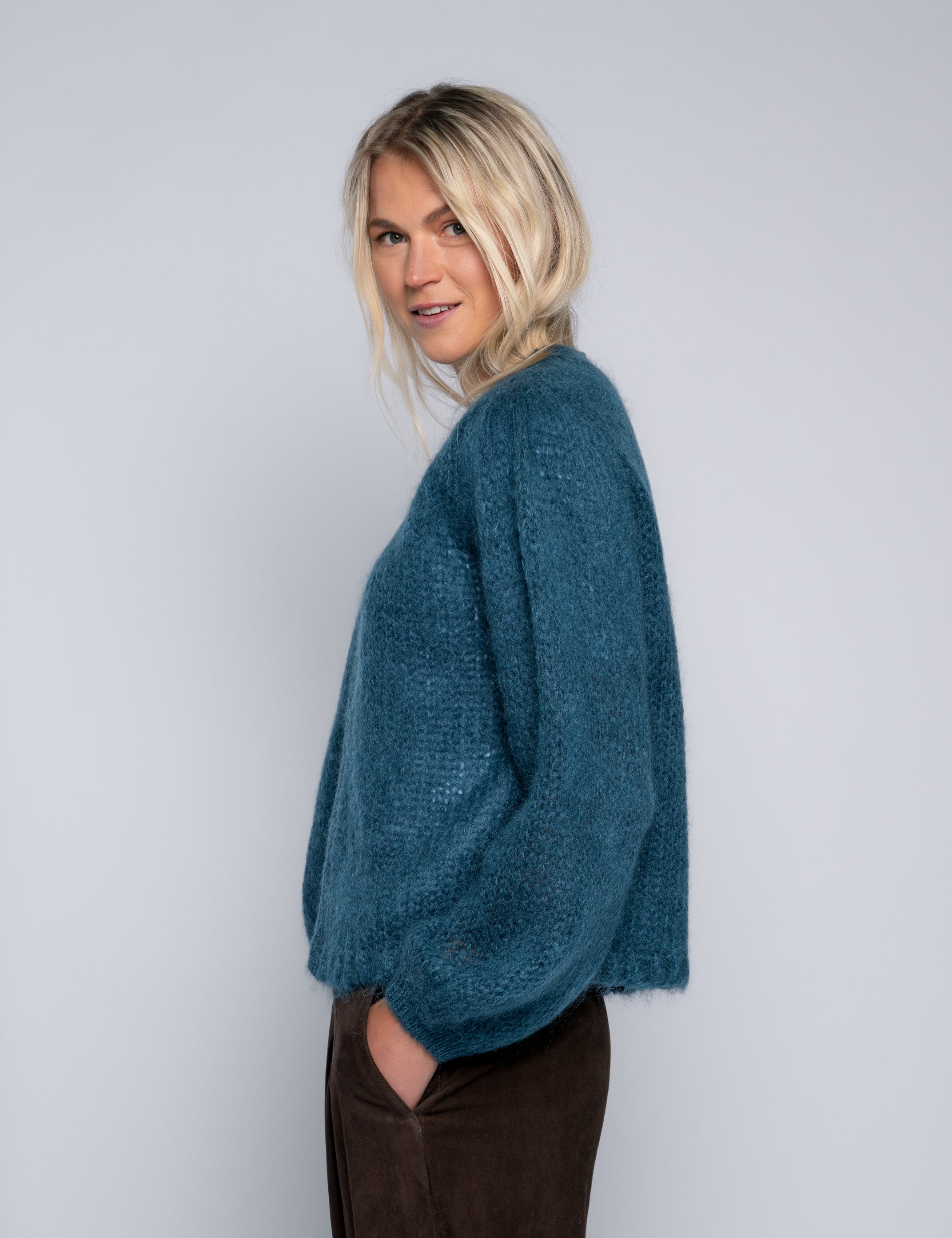 Close to my heart Aliza mohair cardigan Cardigan Stone Blue