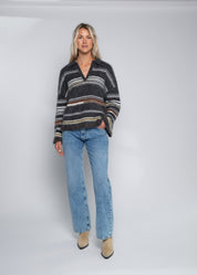 Close to my heart Arlene mohair genser Sweater knitted Grey Stripe