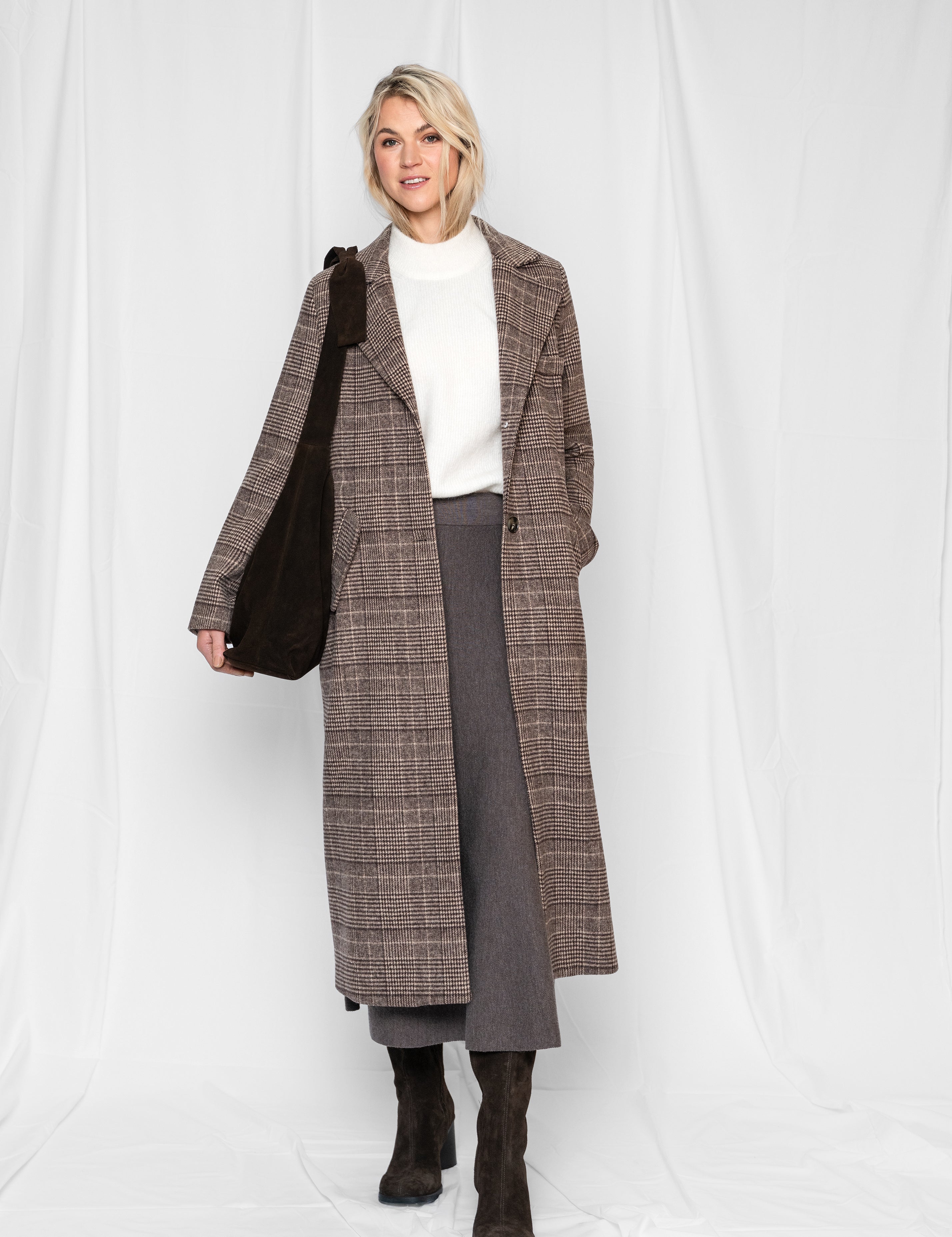 Close to my heart Avery rutet ull kåpe Coat Brown Check