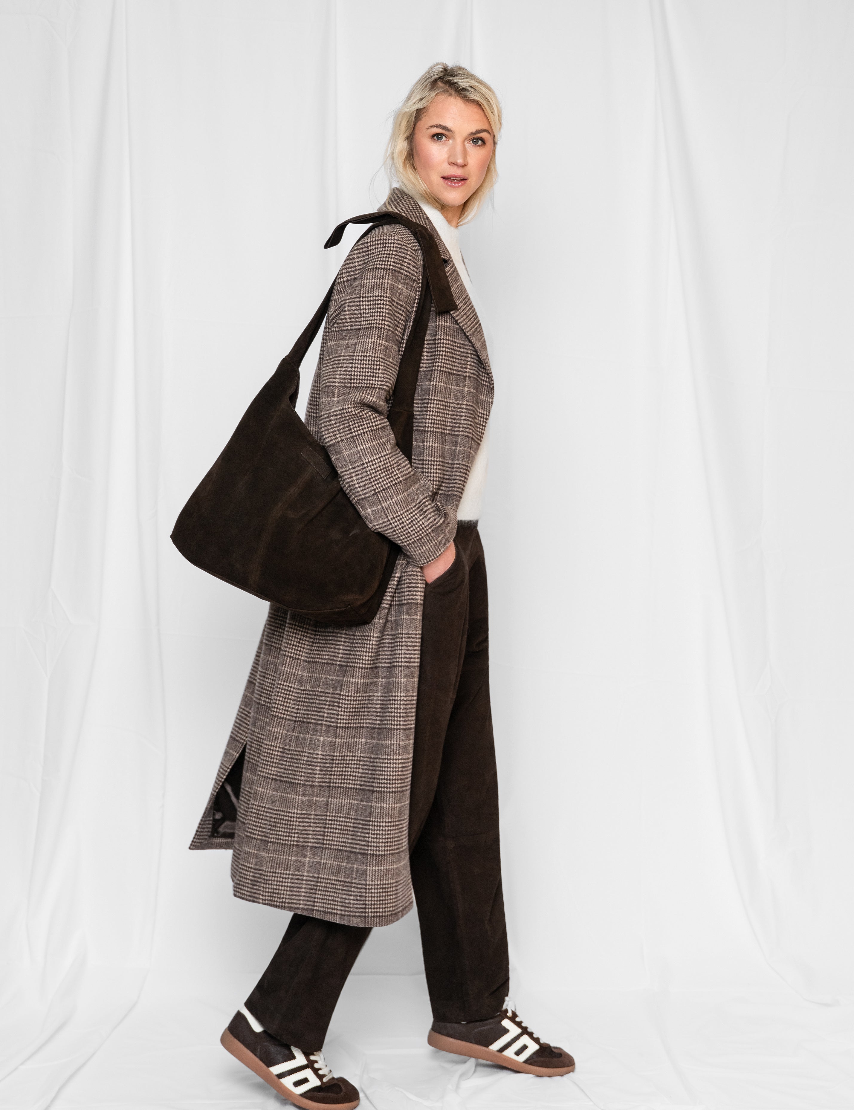 Close to my heart Avery rutet ull kåpe Coat Brown Check