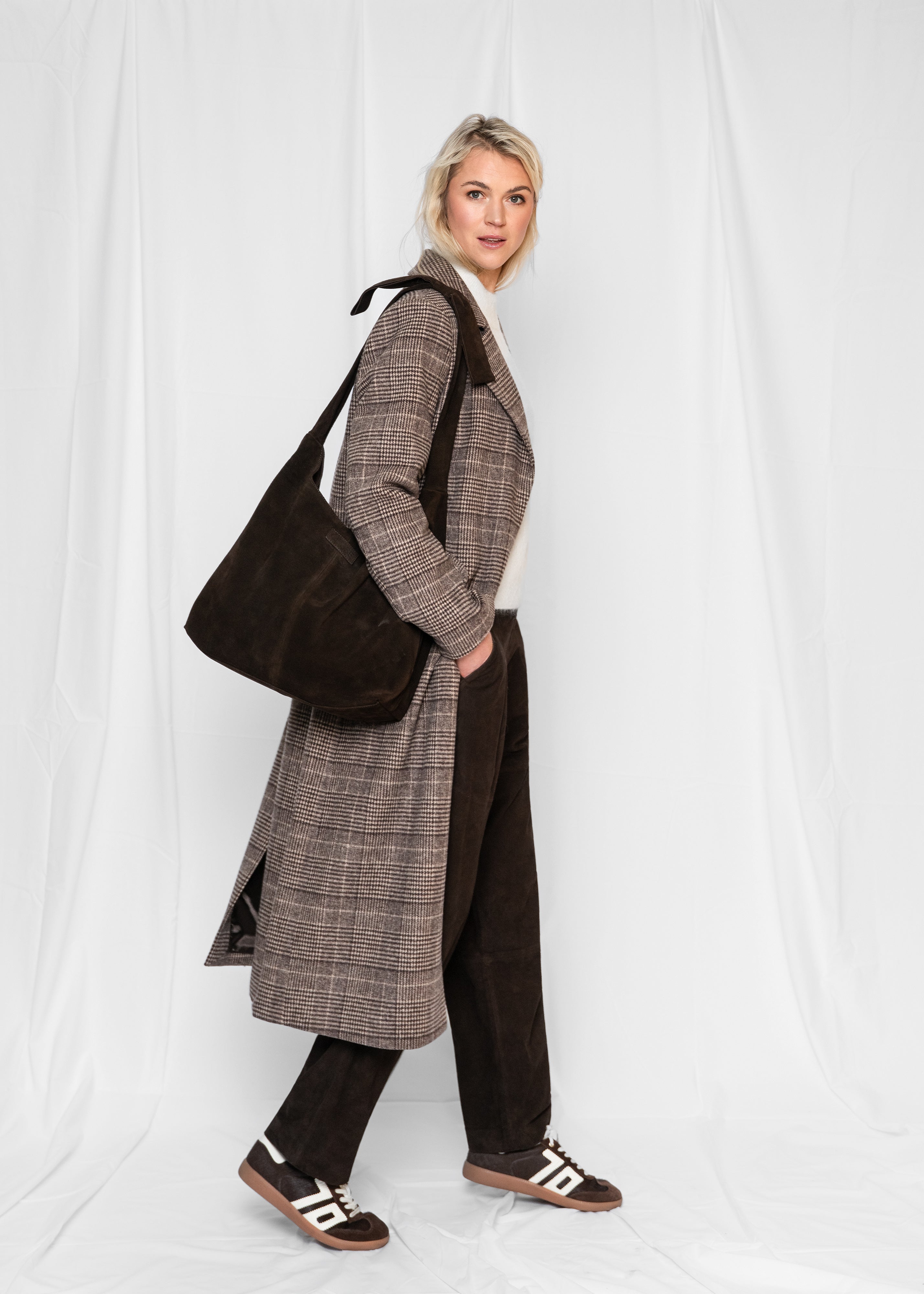 Close to my heart Avery rutet ull kåpe Coat Brown Check