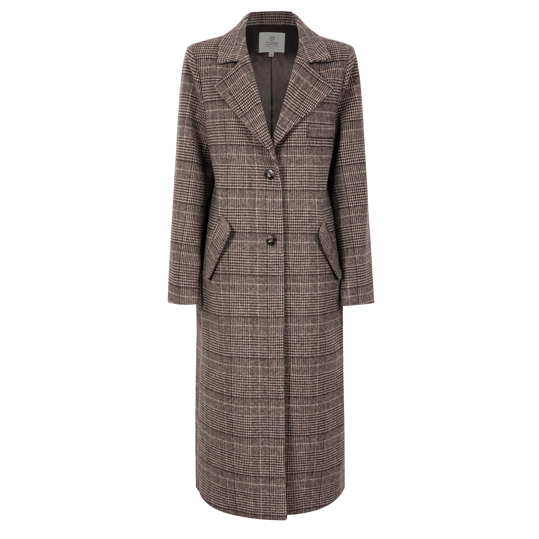 Close to my heart Avery rutet ull kåpe Coat Brown Check