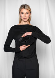 Close to my heart Beaded black clutch Handbag Black