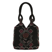 Close to my heart Beaded handle purse Handbag Black/Burgundy