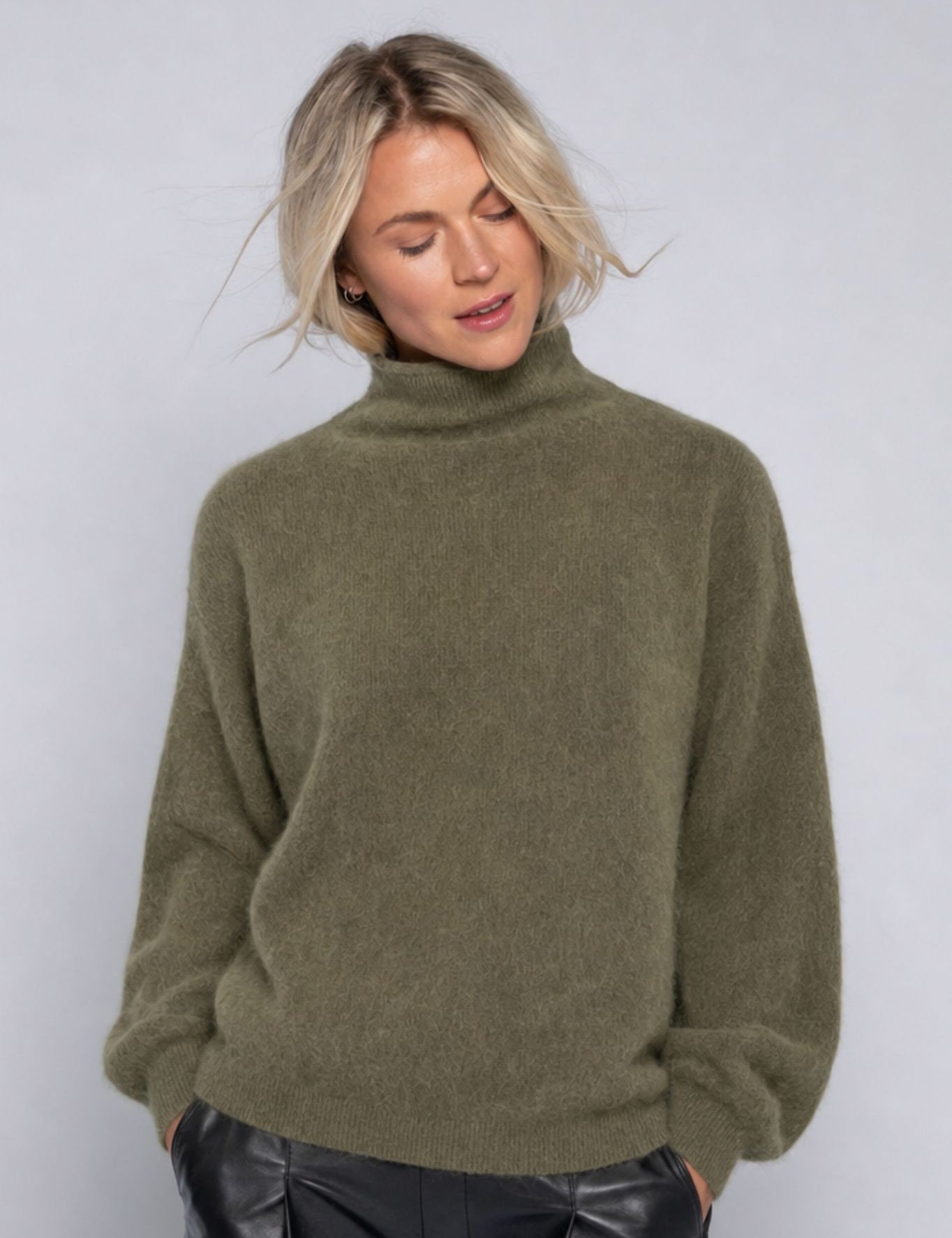 Close to my heart Caia børstet ull genser Sweater knitted Moss Green