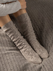 Close to my heart Cane merino cashmere socks Socks Stone