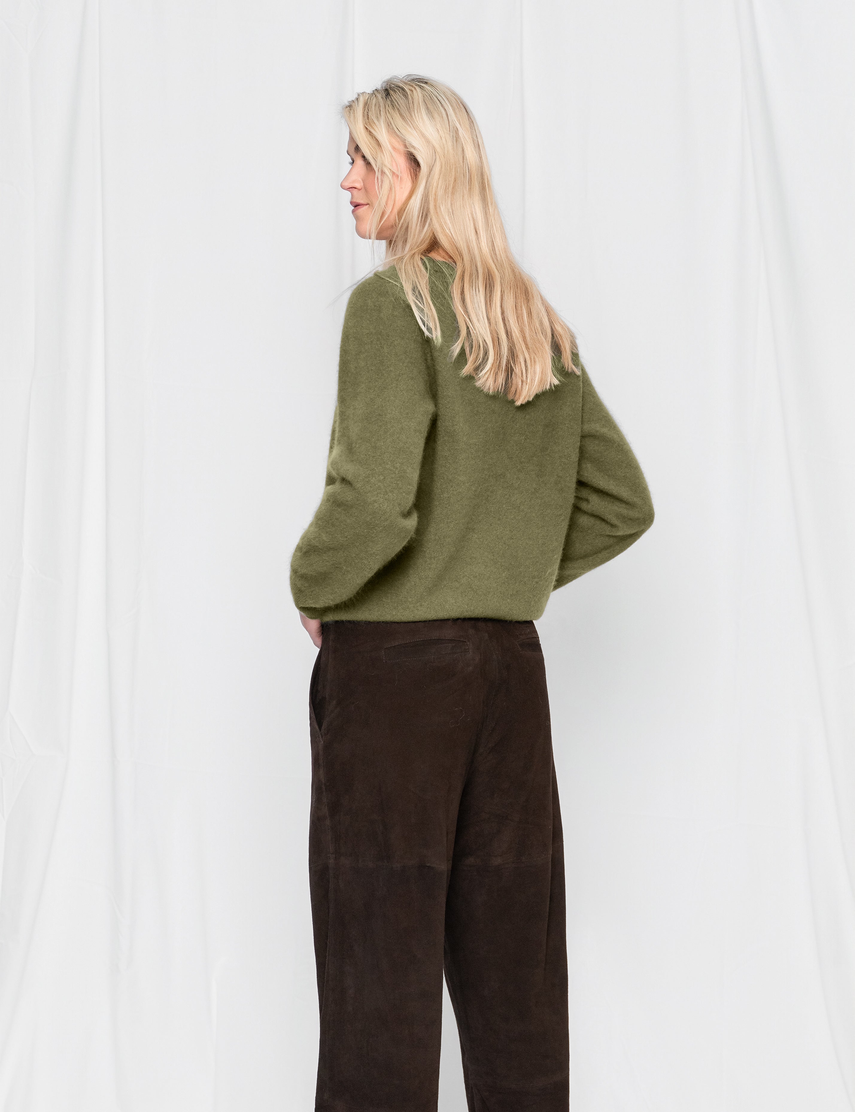 Close to my heart Carina børstet ull genser Sweater knitted Moss Green