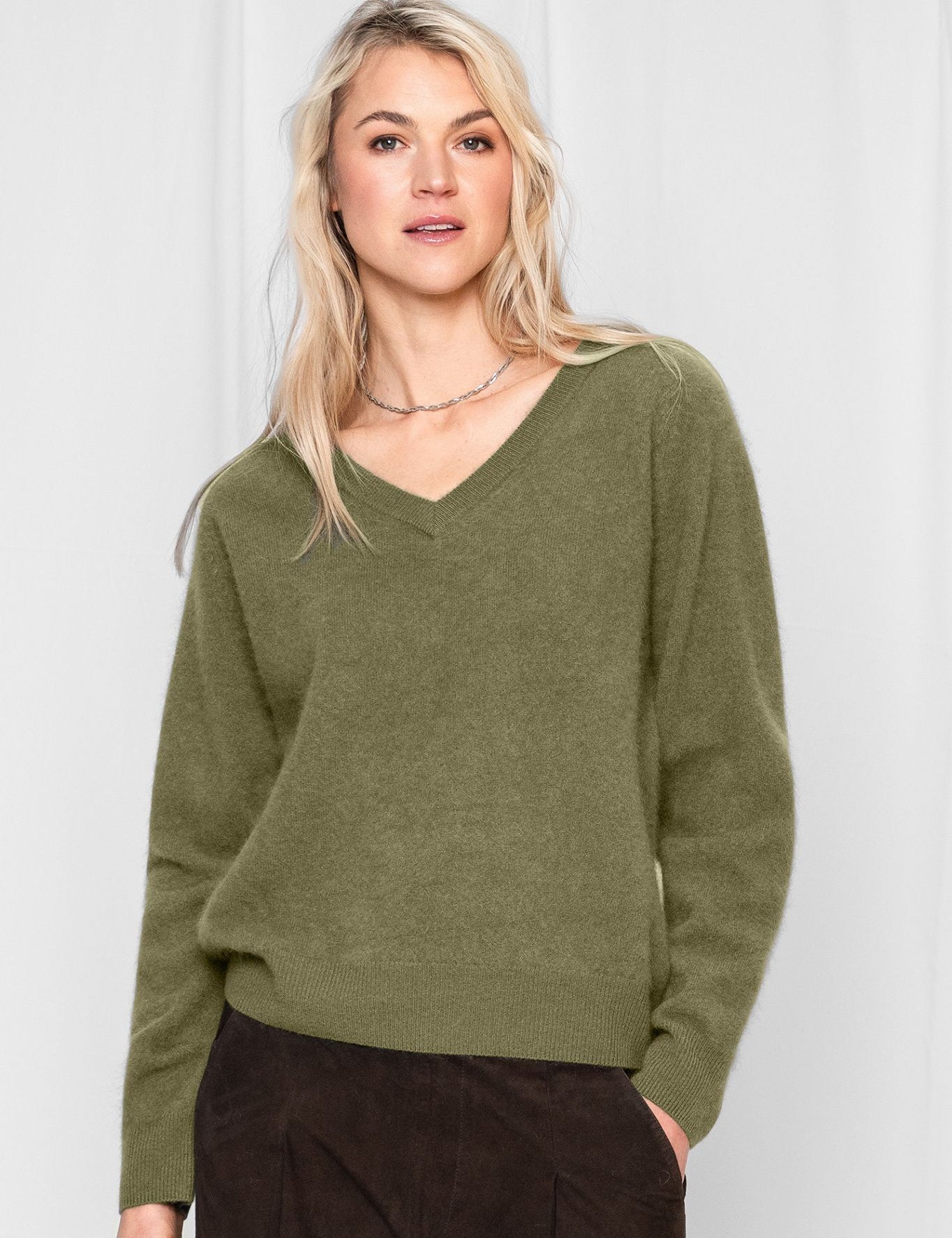 Close to my heart Carina børstet ull genser Sweater knitted Moss Green