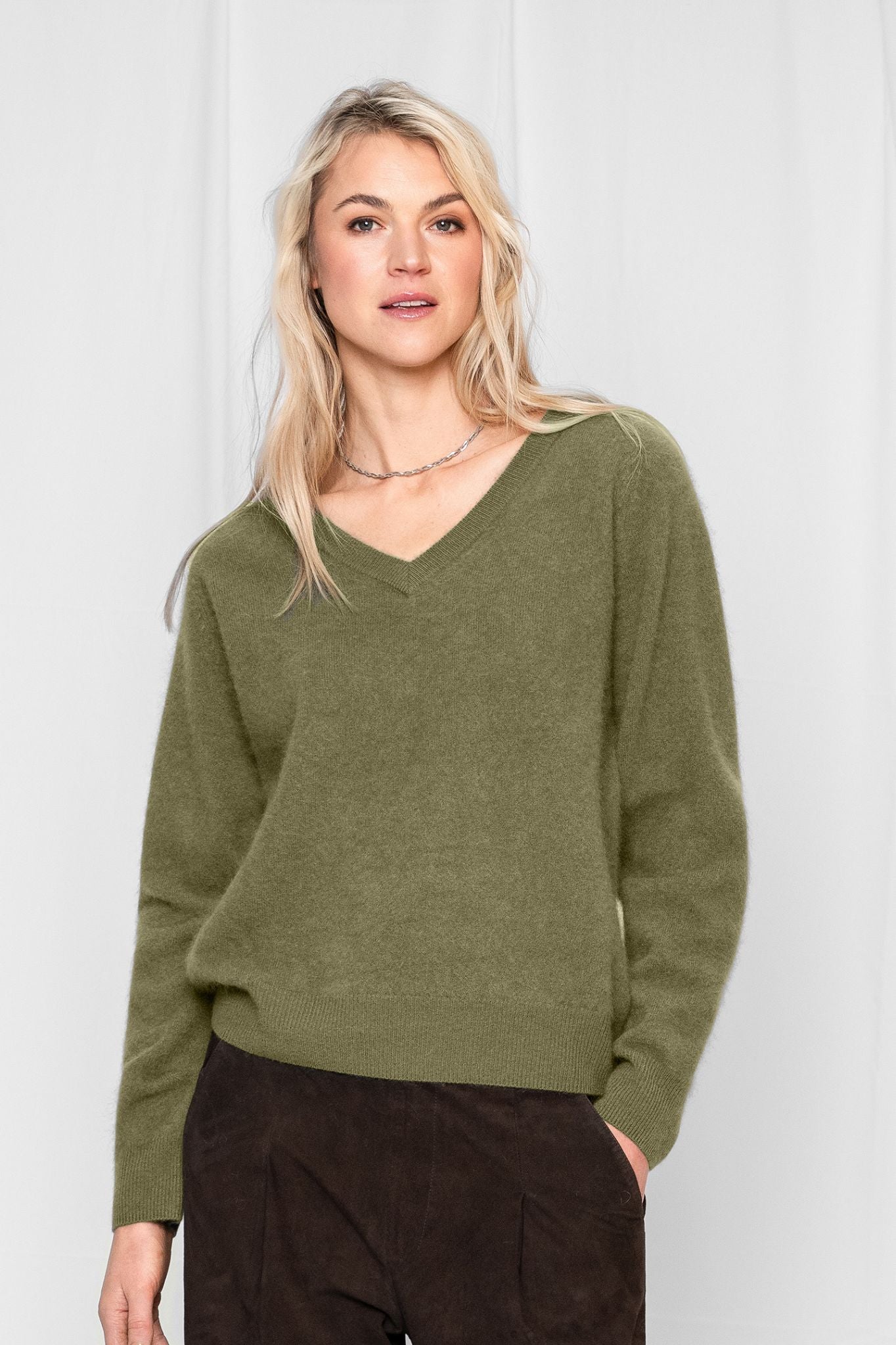 Close to my heart Carina børstet ull genser Sweater knitted Moss Green