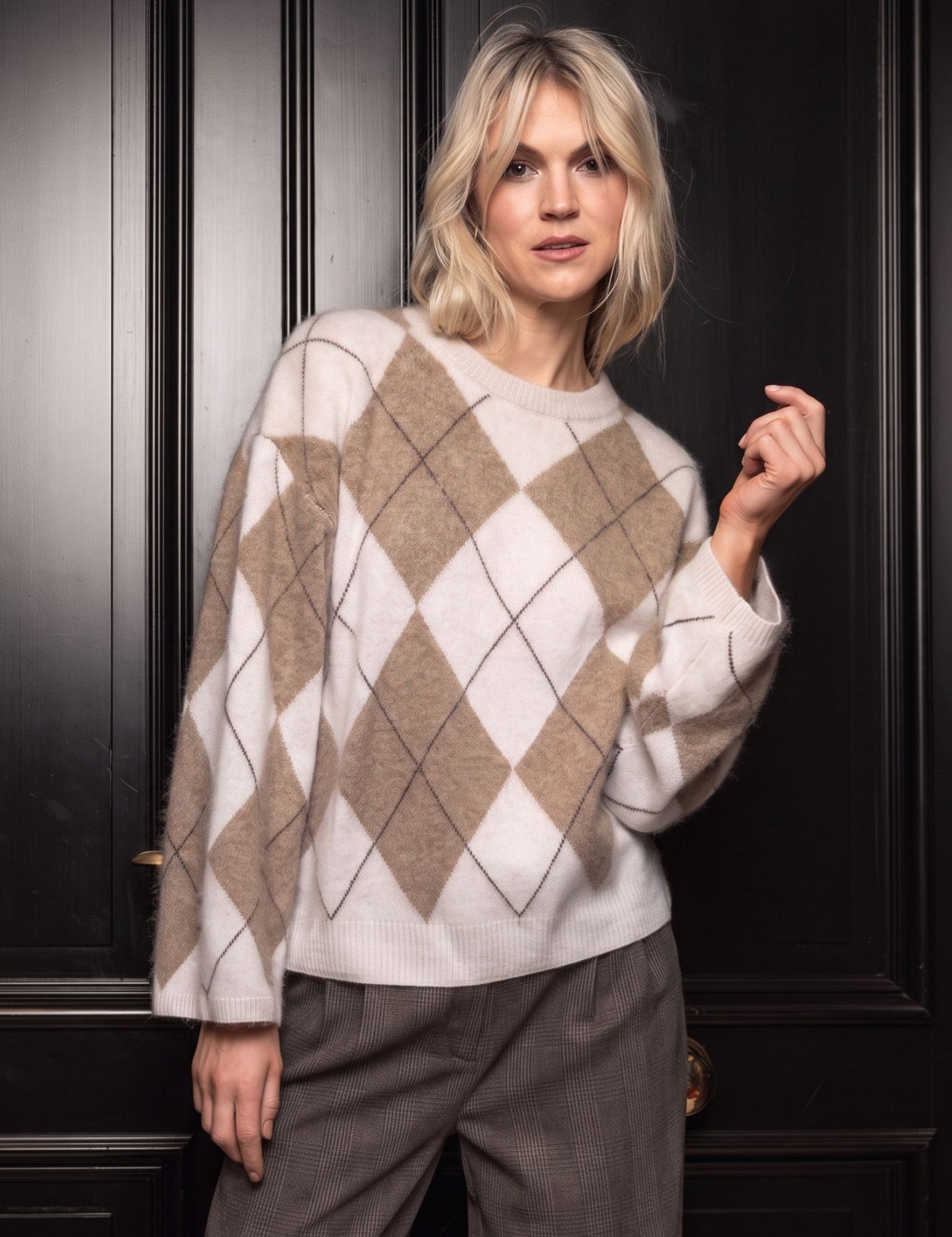 Close to my heart Cassidy argyle ull genser Sweater knitted Argyle
