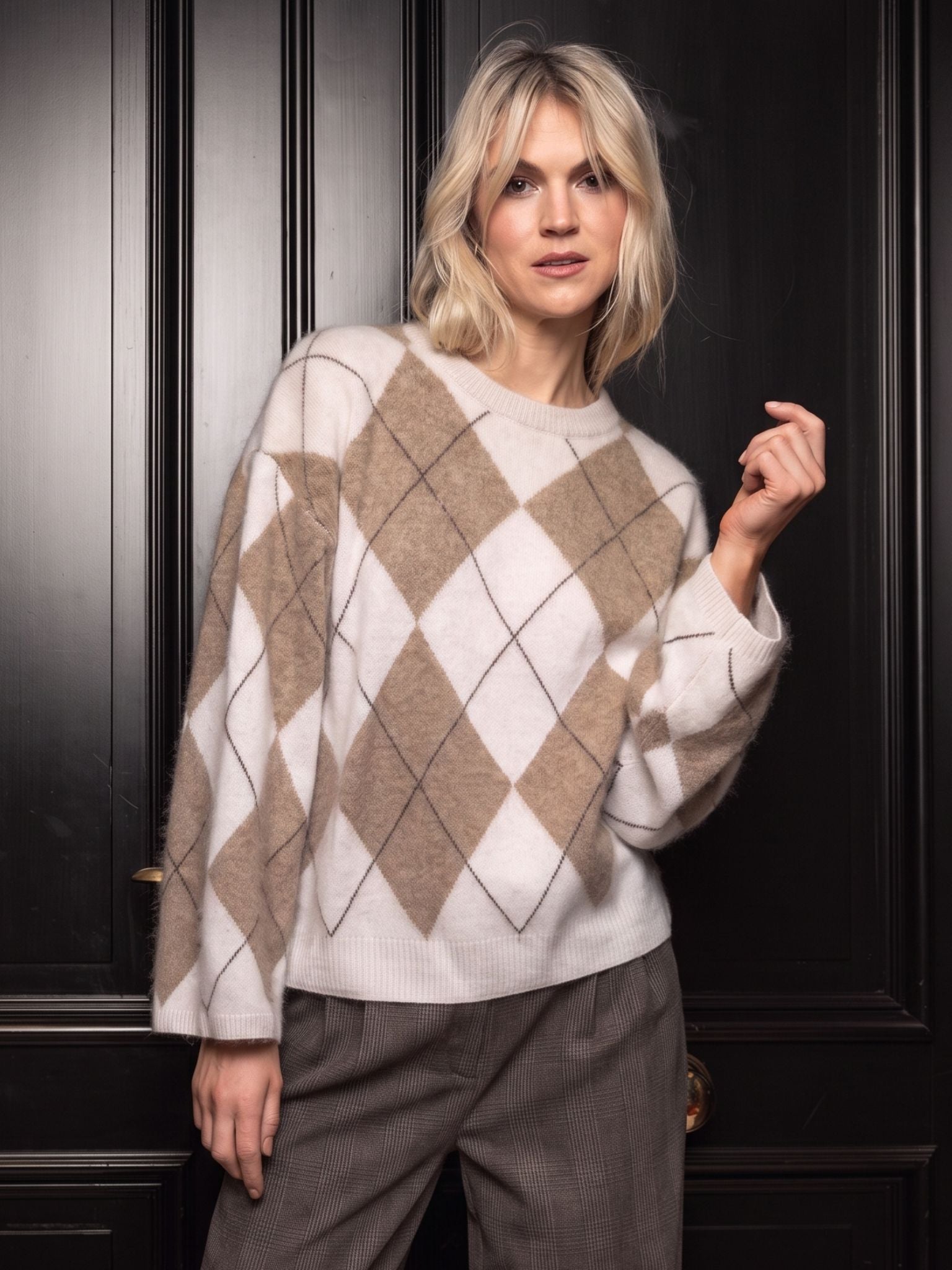 Close to my heart Cassidy argyle ull genser Sweater knitted Argyle