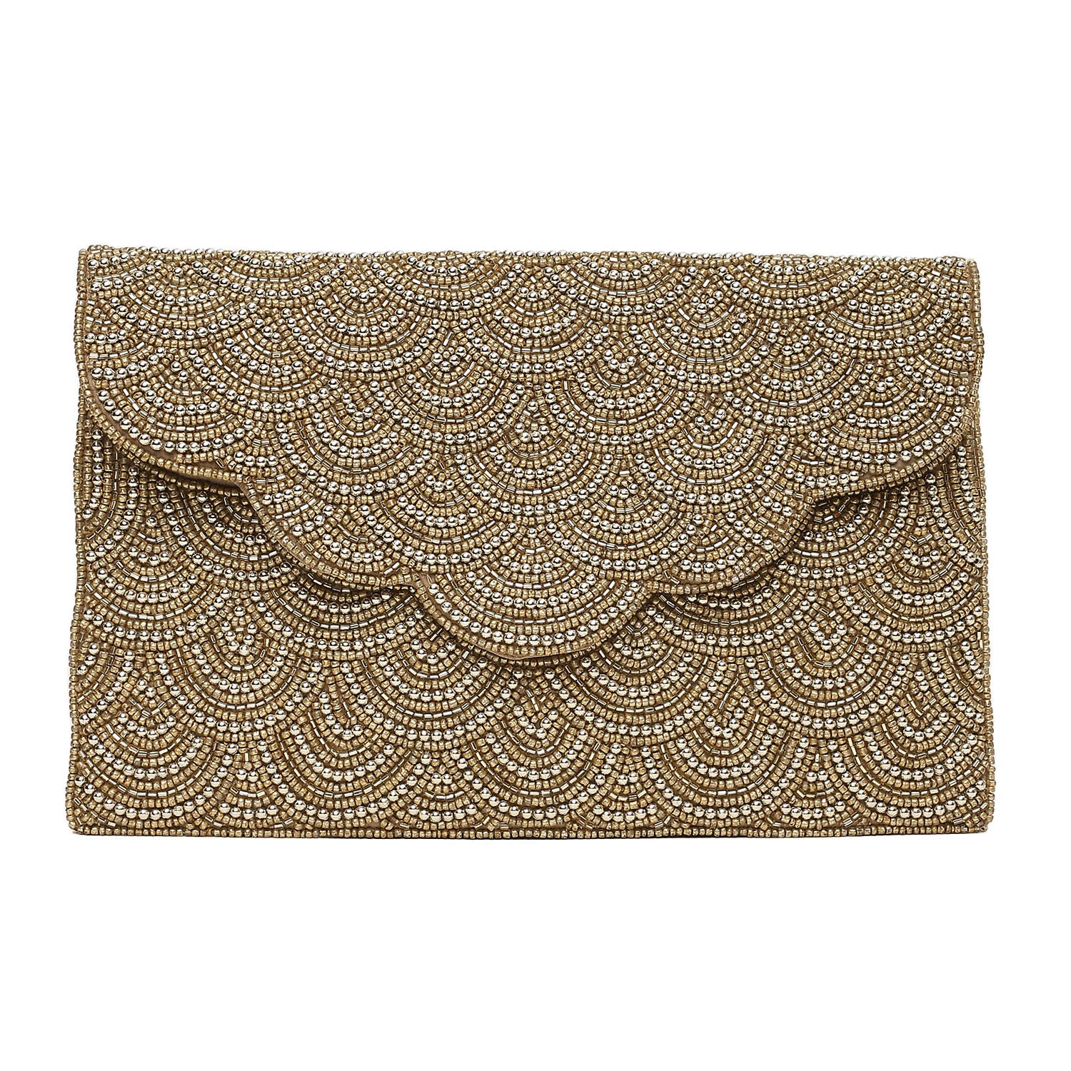 Close to my heart Champagne beaded clutch Handbag