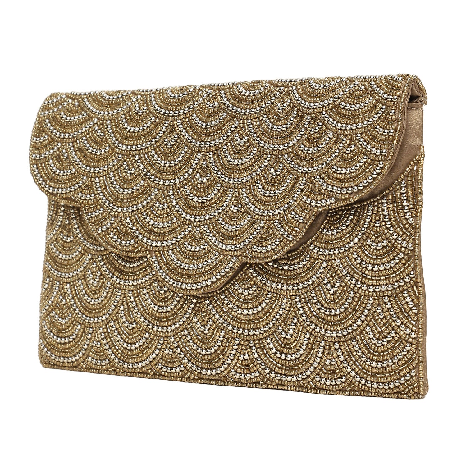 Close to my heart Champagne beaded clutch Handbag Champagne