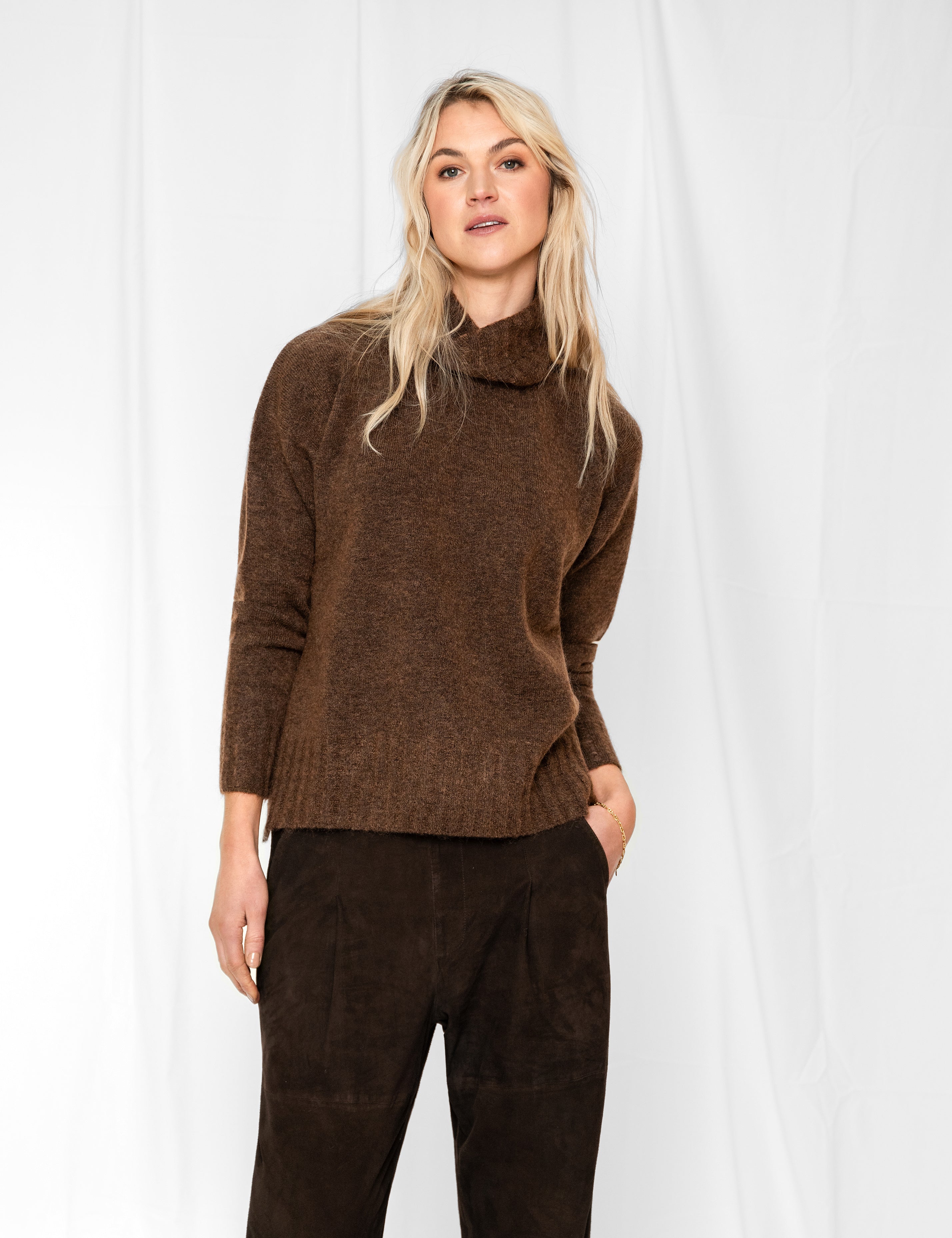 Close to my heart Dawn mohair genser Sweater knitted Chocolate