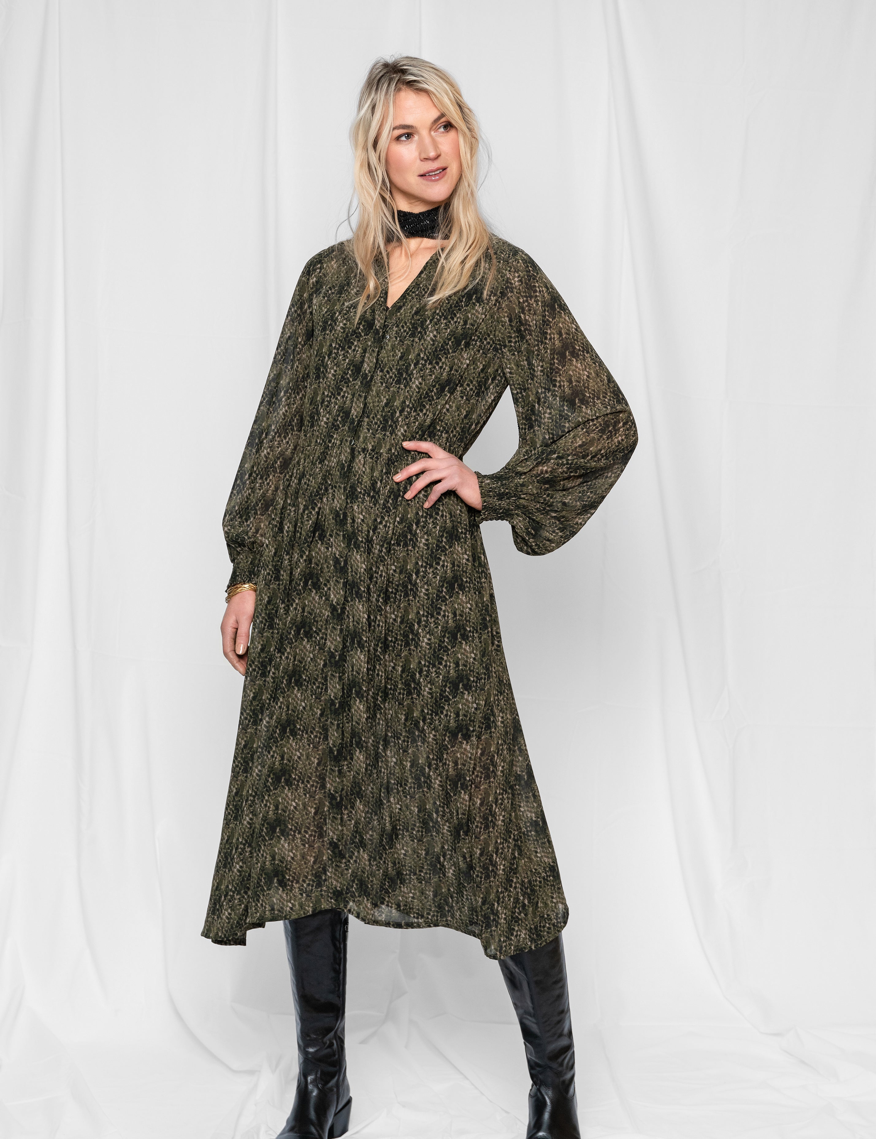 Close to my heart Dhalia midi kjole Dress woven Moss Green