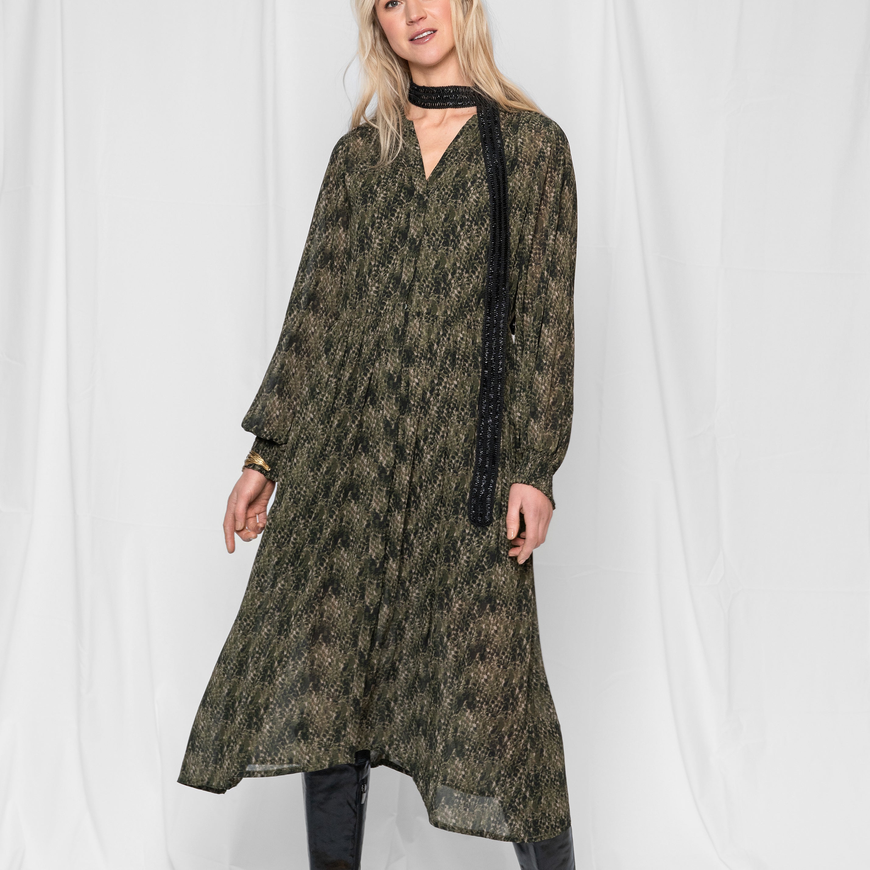 Close to my heart Dhalia midi kjole Dress woven Moss Green
