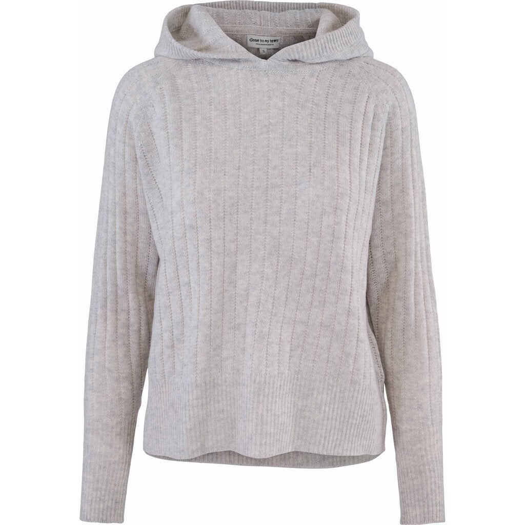 Close to my heart Dylan merino cashmere hoodie Hoodie knitted White Grey