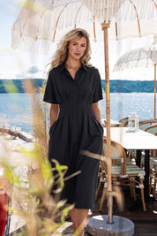 Close to my heart Edie midi lin kjole Dress woven Black