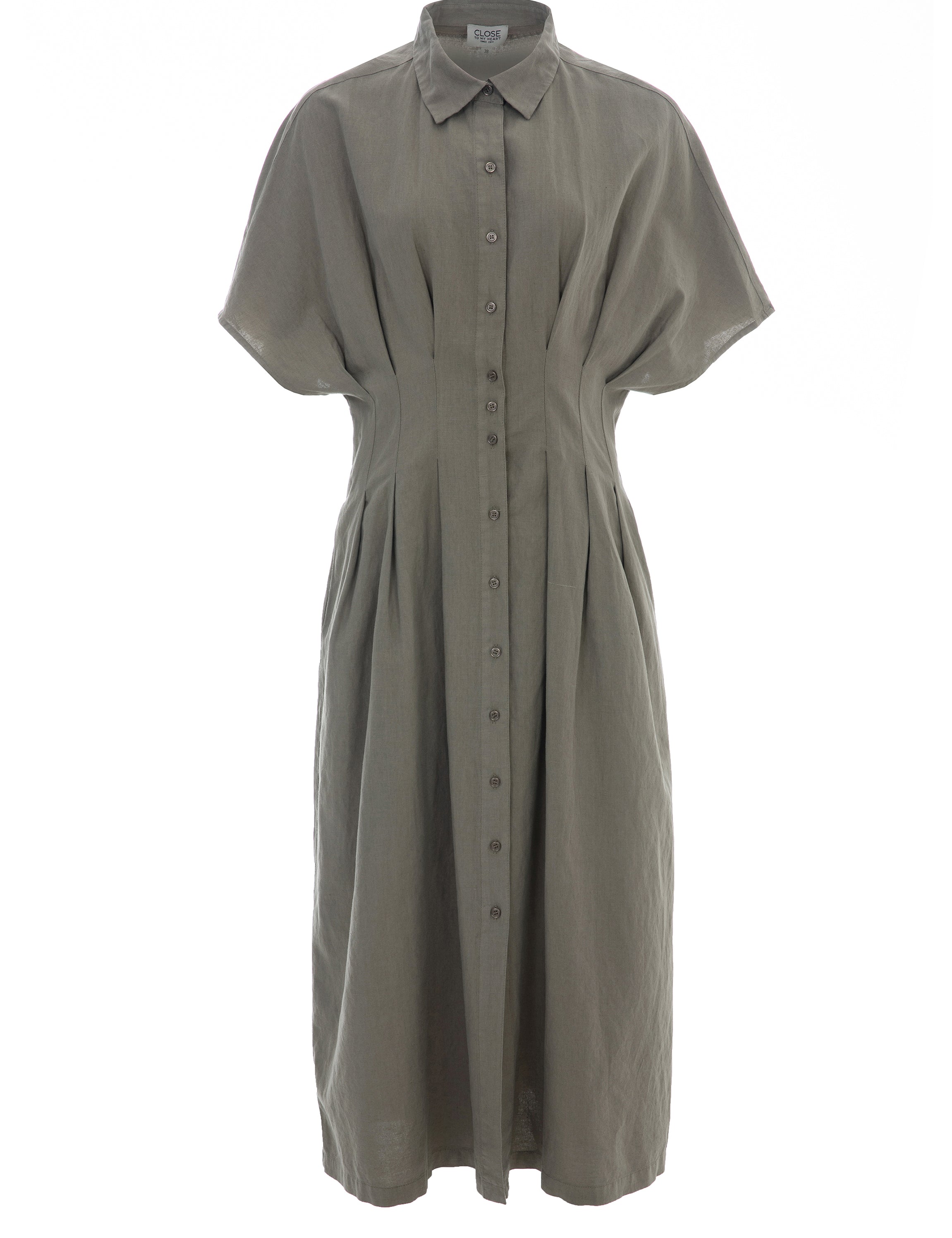Close to my heart Edie midi lin kjole Dress woven Khaki Green