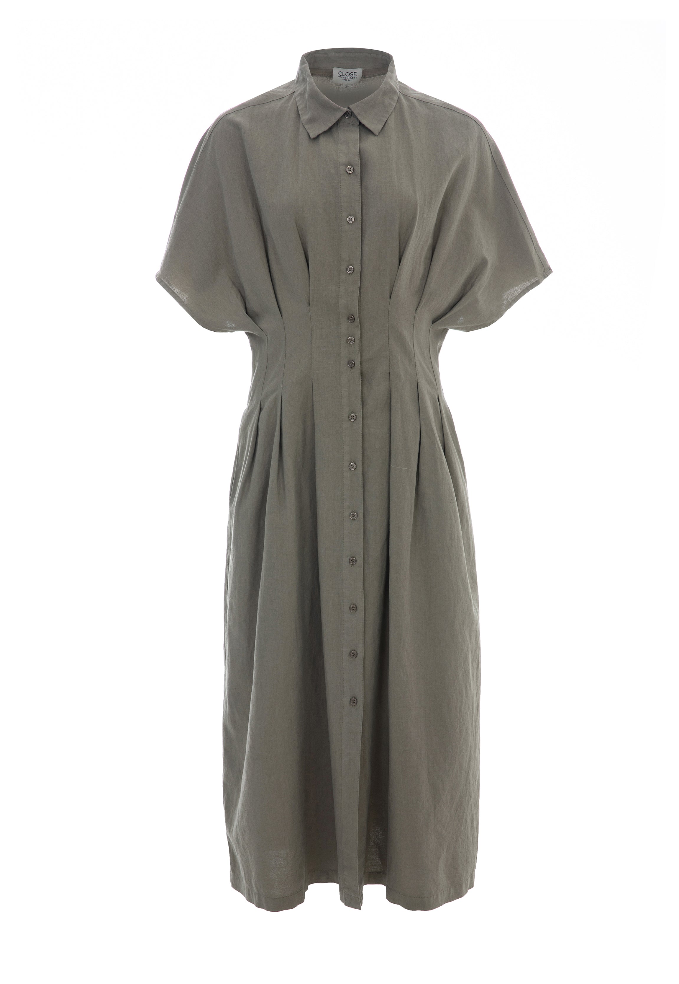 Close to my heart Edie midi lin kjole Dress woven Khaki Green
