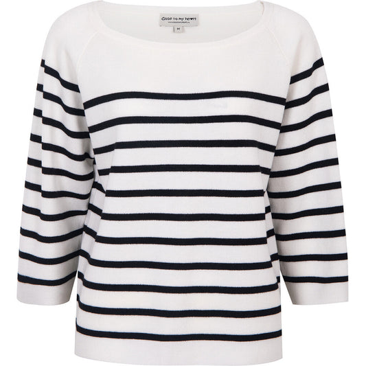 Close to my heart Ella merino sweater Sweater knitted Offwhite/Black stripe