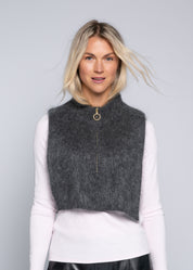 Close to my heart Elliot halsvarmer dame i mohair Bib Neck Charcoal