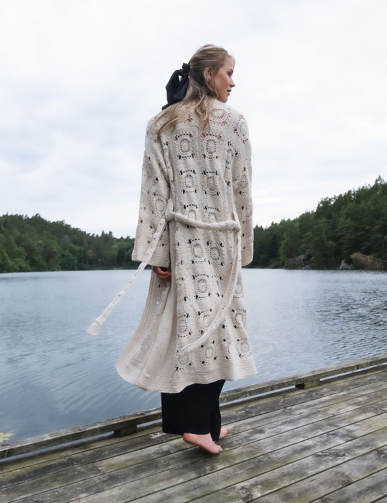 Close to my heart Endless heklet cardigan dame, lang Coat White