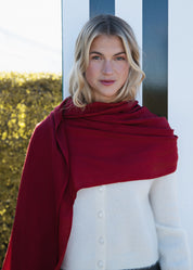 Close to my heart Eve pure wool shawl Scarf Garnet Red