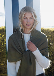 Close to my heart Eve pure wool shawl Scarf Olive Green