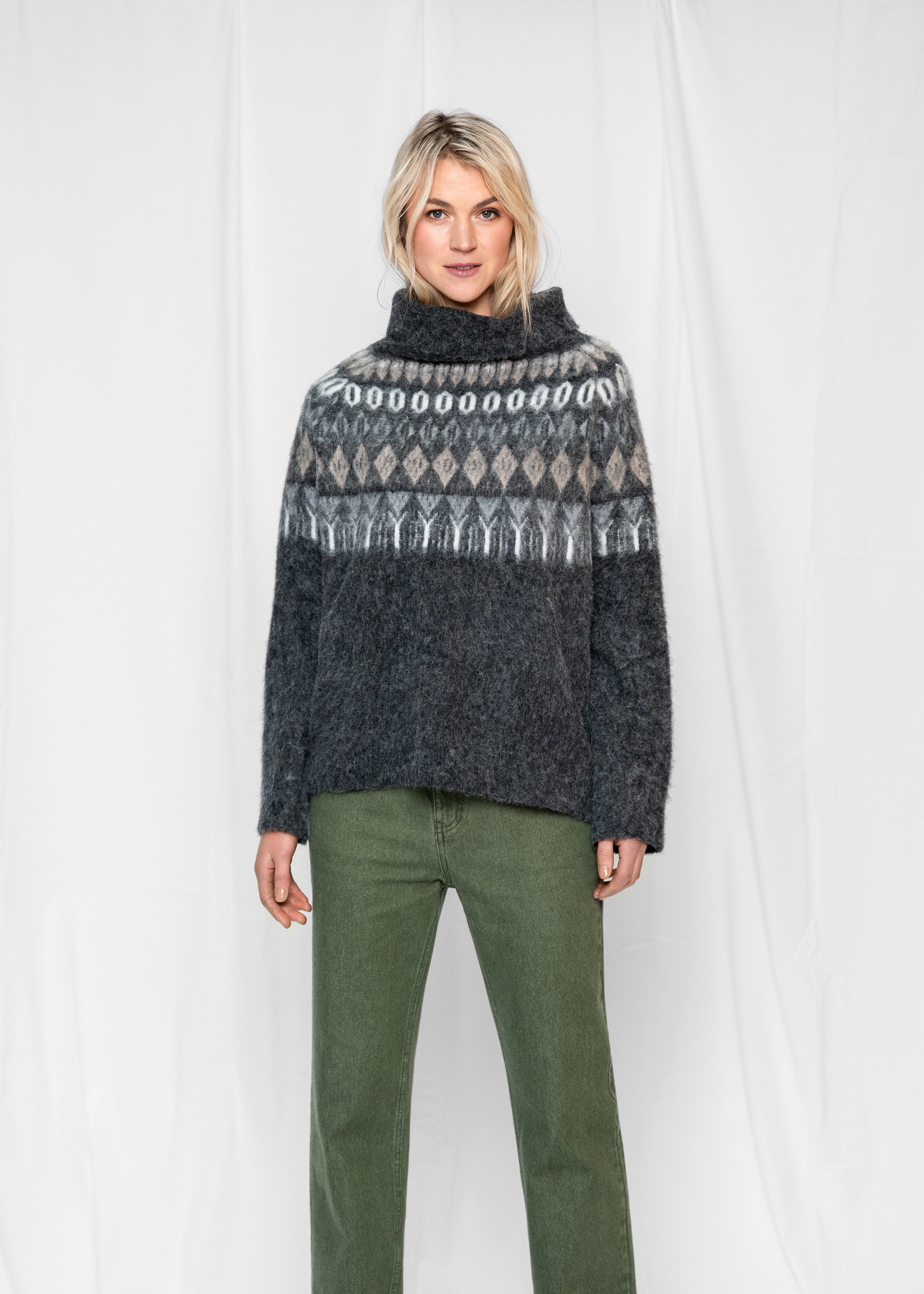 Close to my heart Freya sweater Sweater knitted Dark Grey Melange