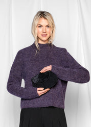 Close to my heart Goldie crew mohair genser Sweater knitted Deep Plum