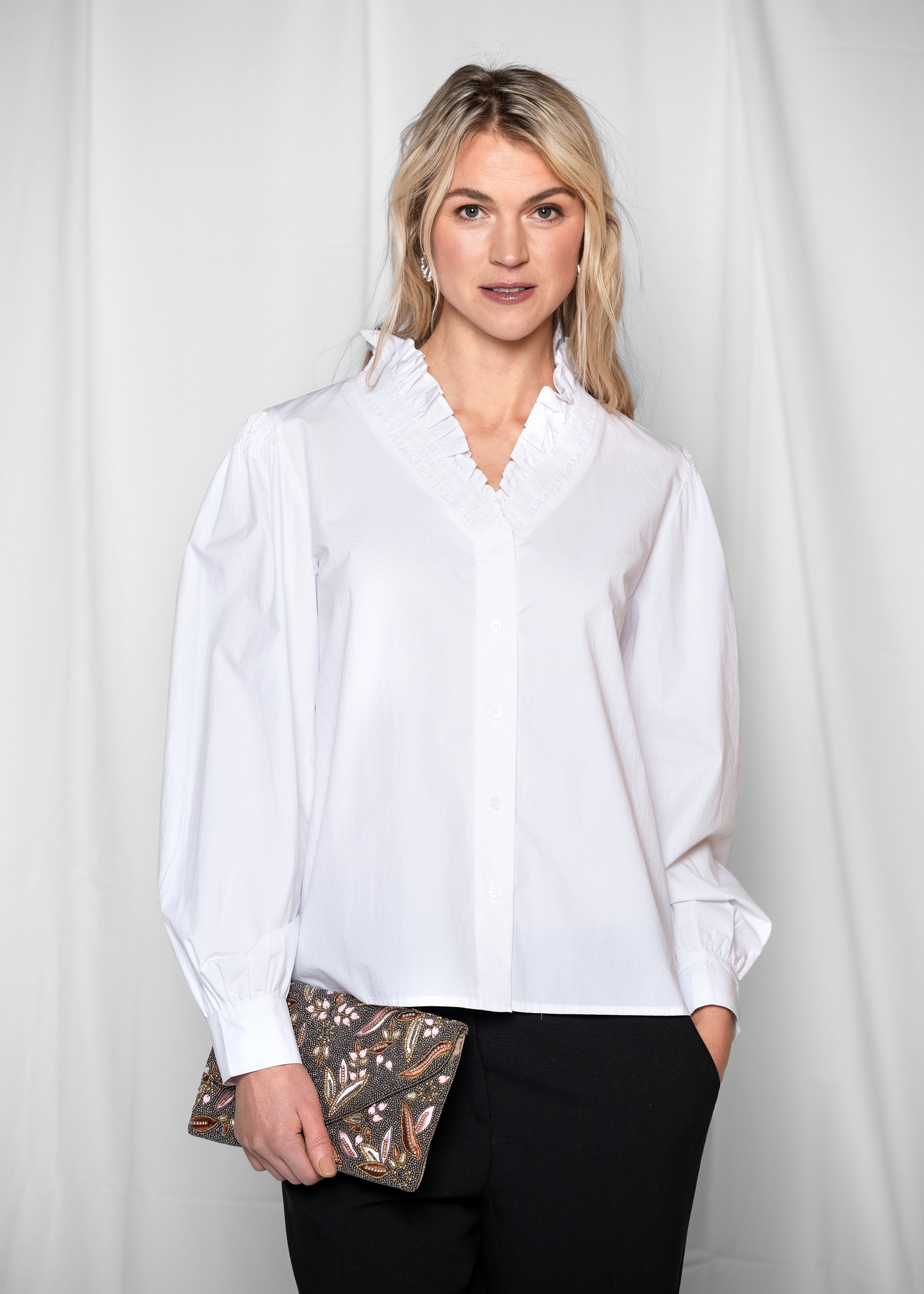 Close to my heart Irene Ruffle Blouse Blouse White