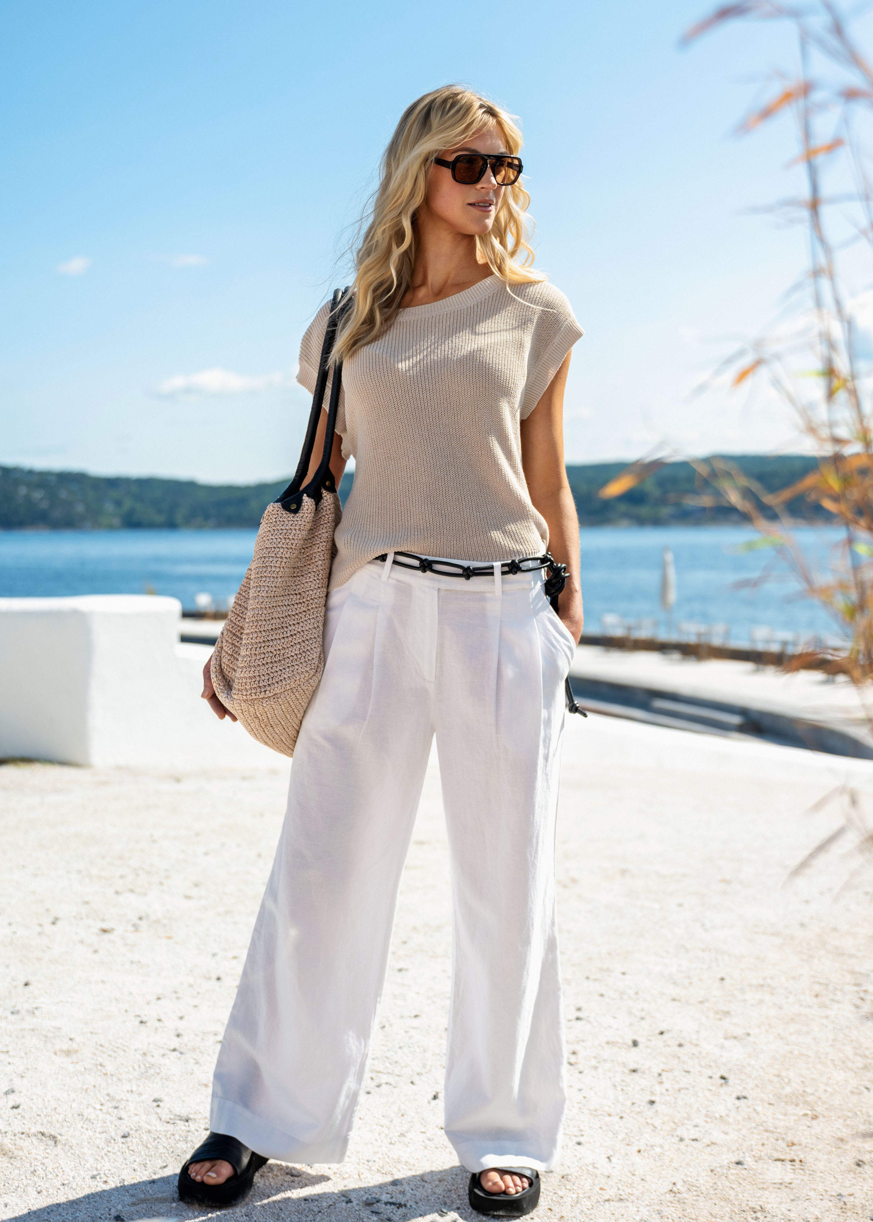 Close to my heart Lane bomull lin genser Sweater S/S Sand