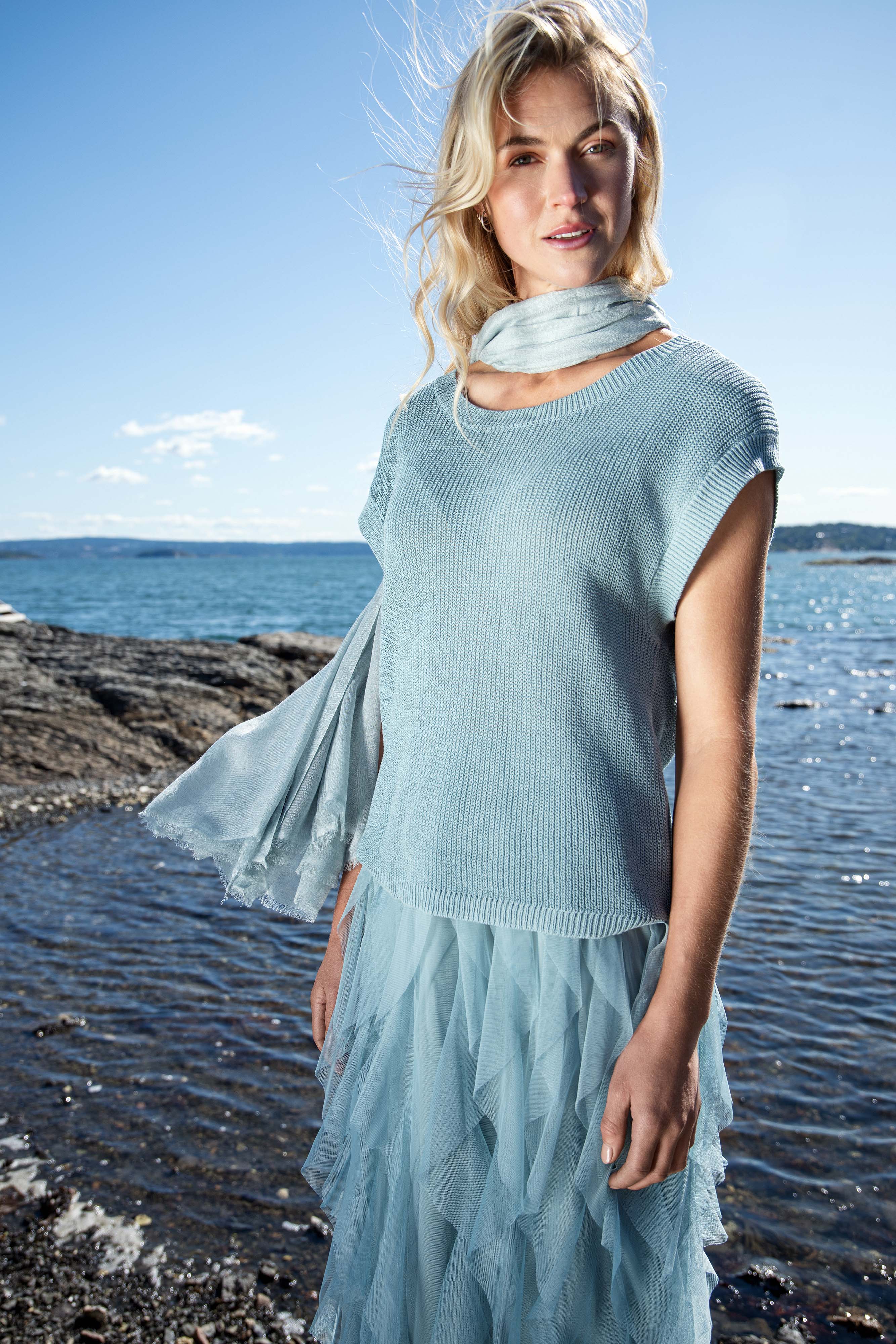 Close to my heart Lane bomull lin genser Sweater S/S Tourmaline