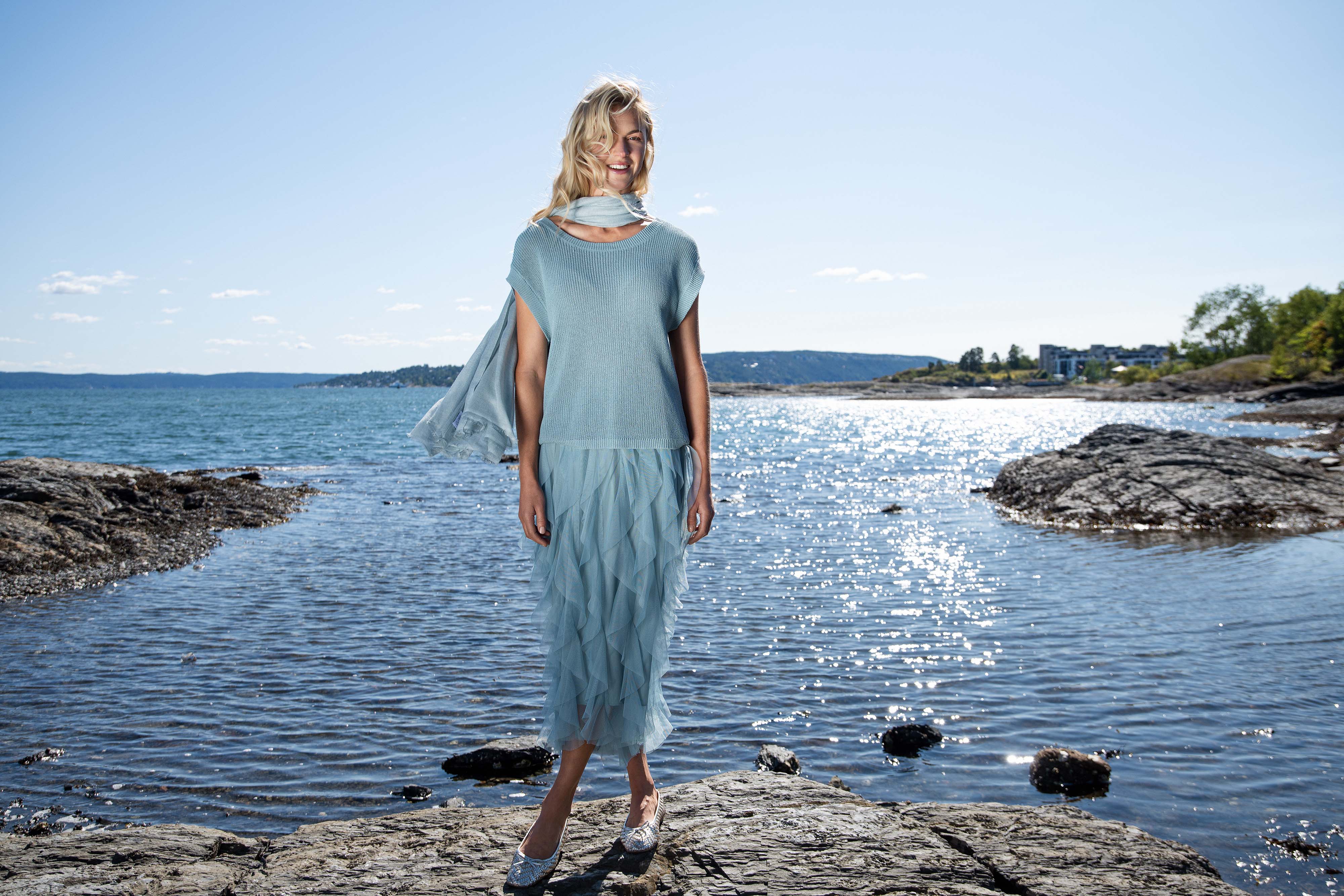 Close to my heart Lane bomull lin genser Sweater S/S Tourmaline