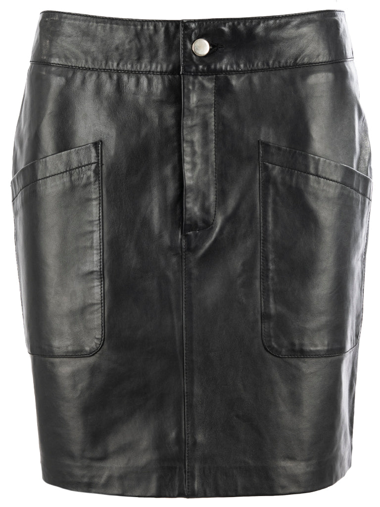 Close to my heart Lauren sheep leather Leather skirt Black
