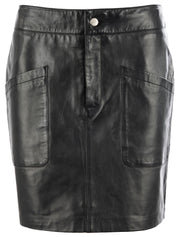Close to my heart Lauren sheep leather Leather skirt Black