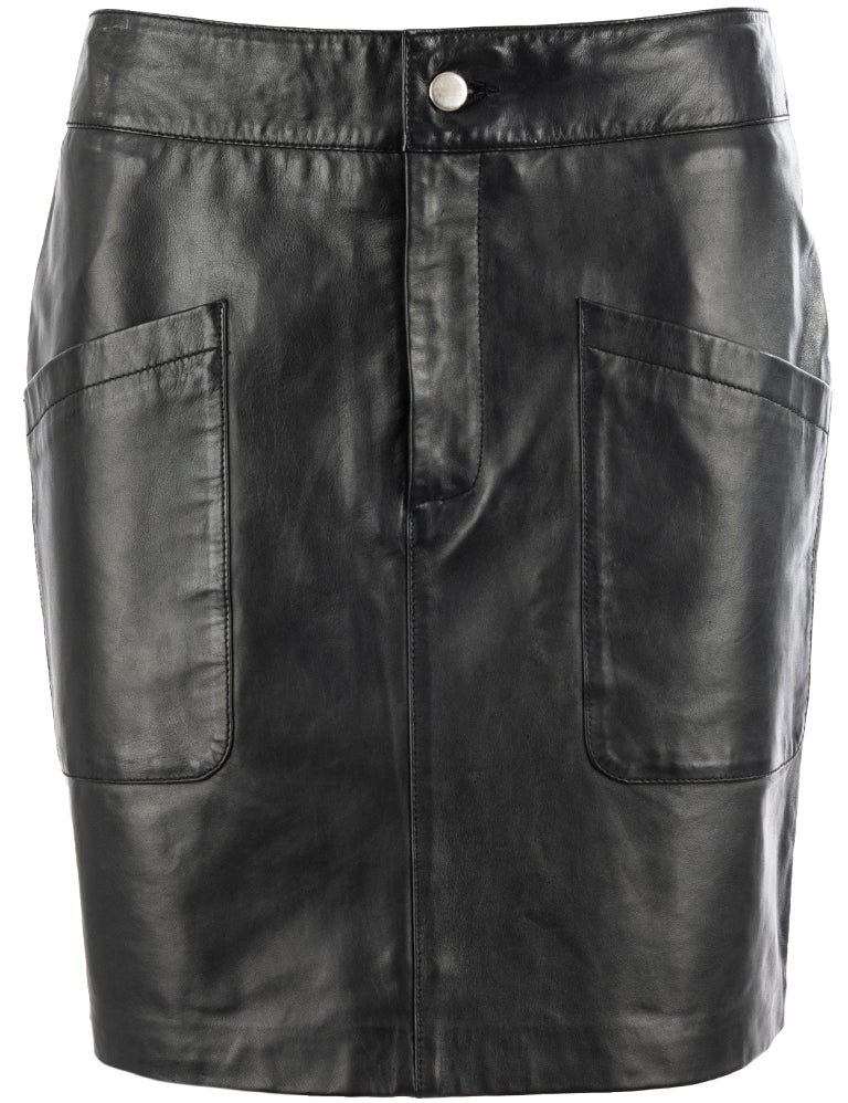 Close to my heart Lauren sheep leather Leather skirt Black