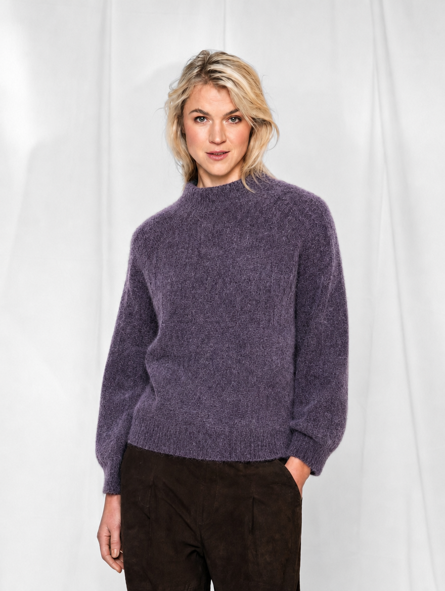 Close to my heart Lea kid mohair genser Sweater knitted Deep Plum
