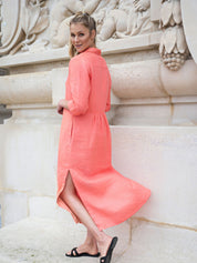 Close to my heart Leila midi lin kjole Dress woven Coral