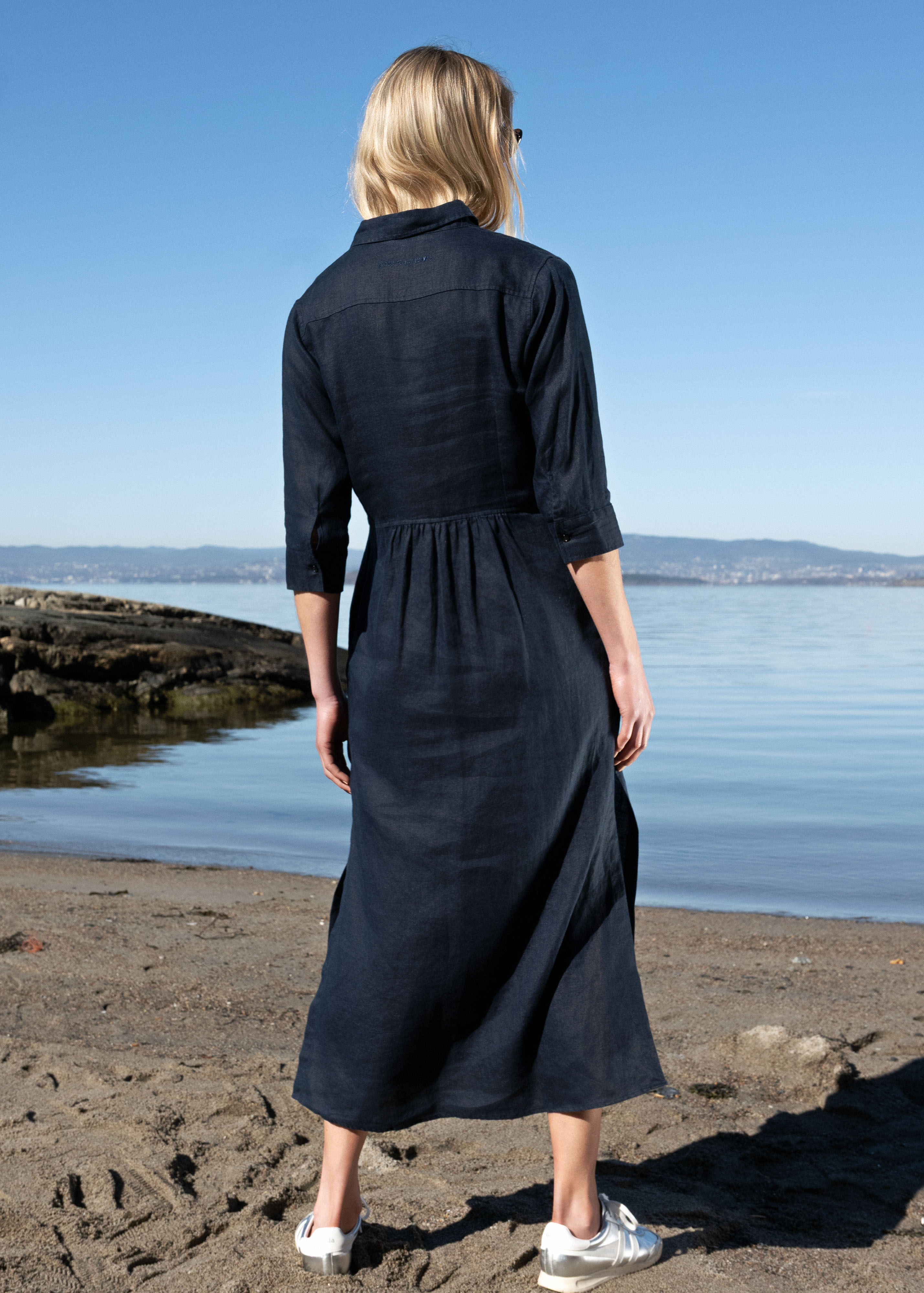 Close to my heart Leila midi lin kjole Dress woven Navy