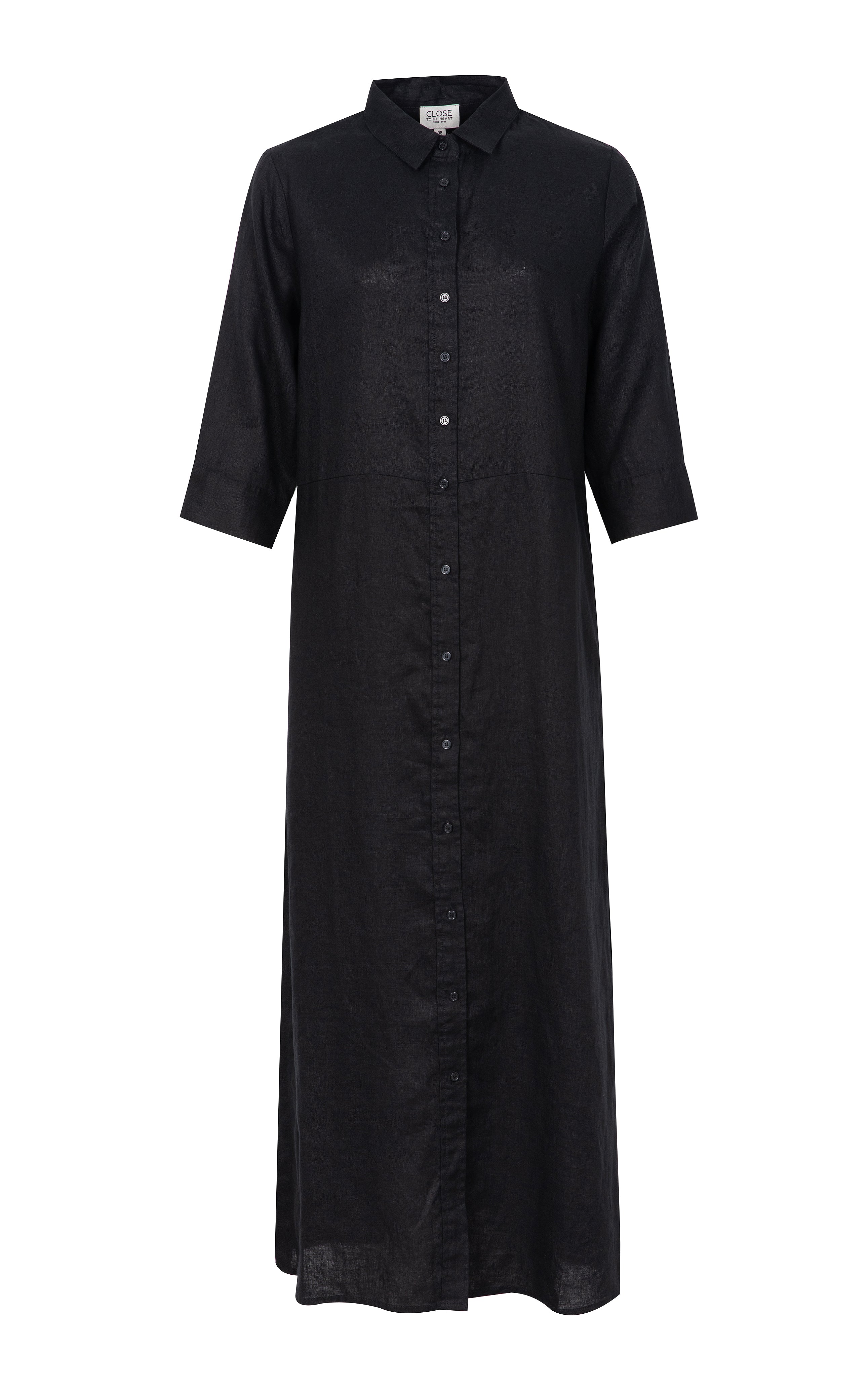Close to my heart Leila midi lin kjole Dress woven Black
