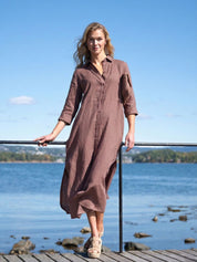 Close to my heart Leila midi lin kjole Dress woven Earth
