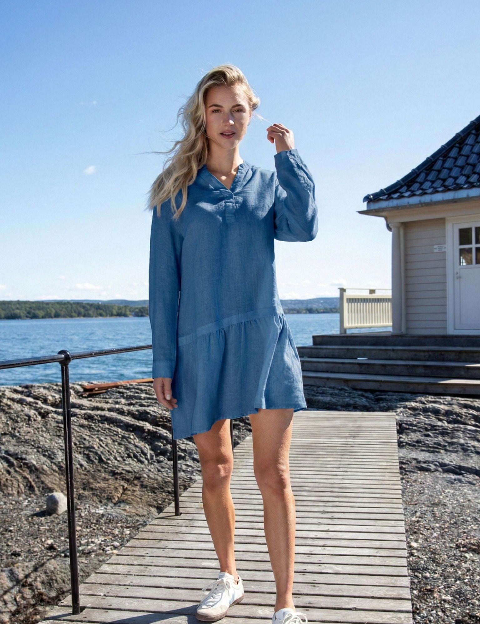 Close to my heart Lia dress Dress woven Washed Blue