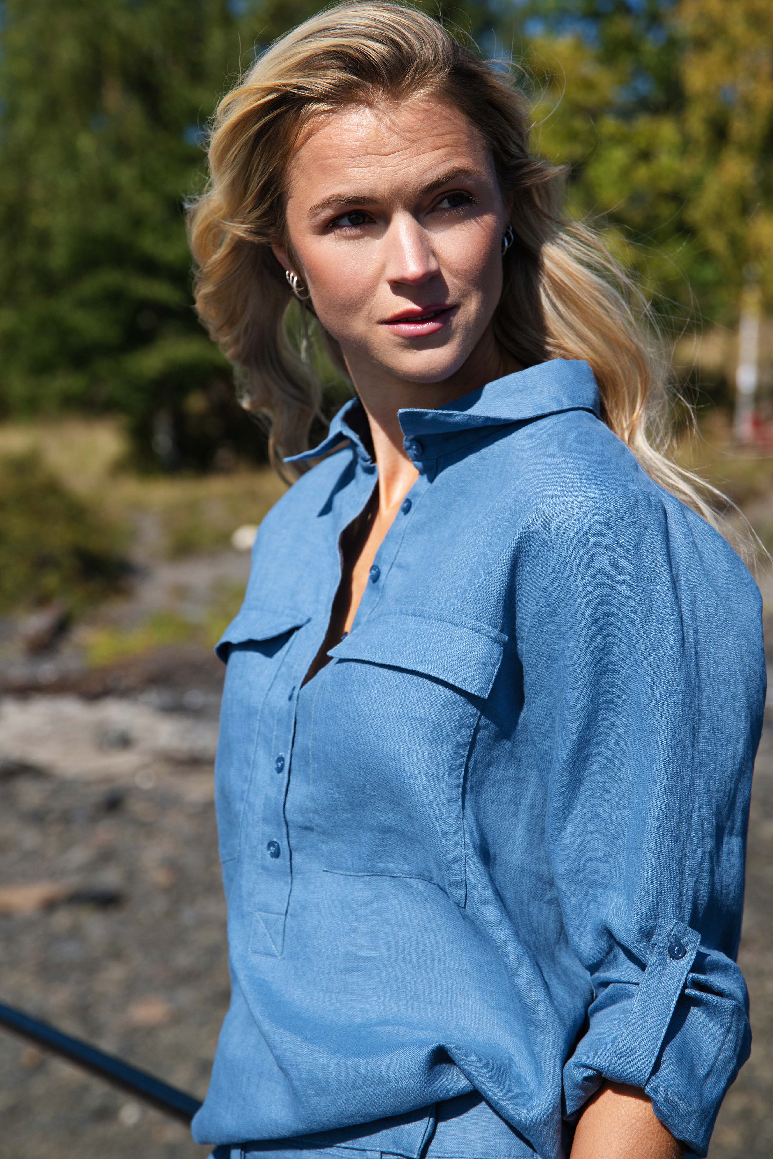Close to my heart Libby lin skjorte Shirt Washed Blue