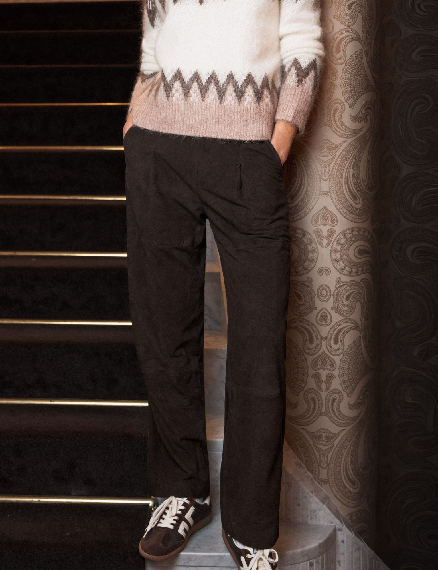 Close to my heart Lilja suede leather leather pants Dark Chocolate
