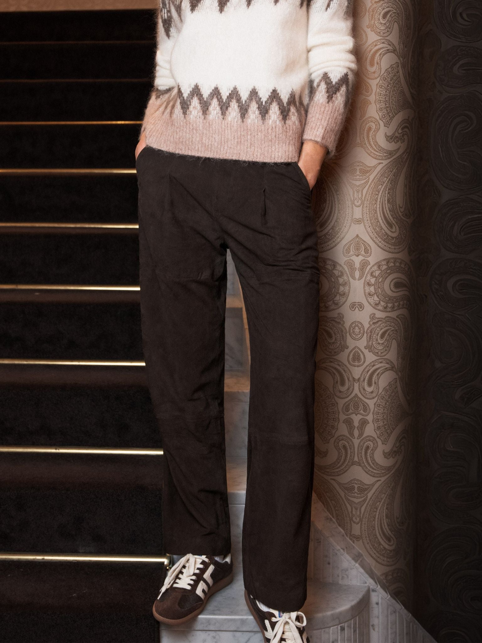 Close to my heart Lilja suede leather leather pants Dark Chocolate